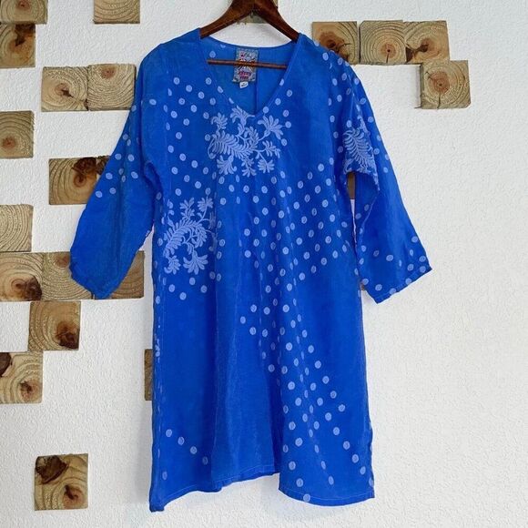Johnny Was Rion Soleil Tunic Women’s Size XS Blue Embroidery Boho V-neck - Picture 1 of 9